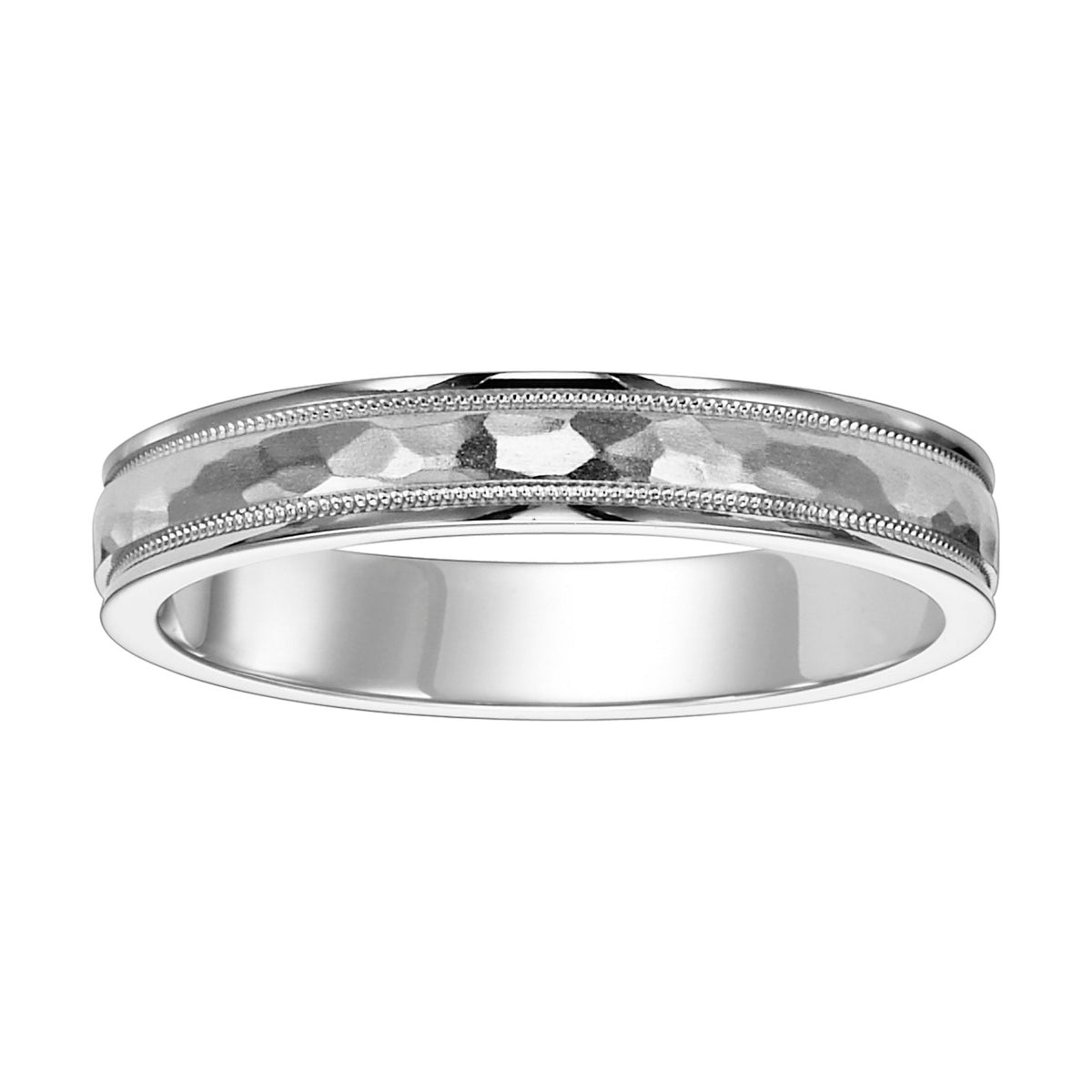 This low domed Comfort Fit wed band features a brushd hammerd finish with milgrn and round edges to complete this luxurious yet classic look Pls note hand hammerd styles will have slight variations due to the nature of the manufacturing process
