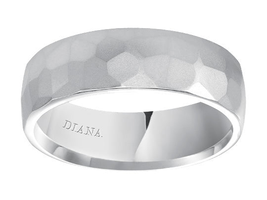 Comfort Fit Wedding Band with hammer finish Please note hand hammered styles will have slight variations due to the nature of the manufacturing process