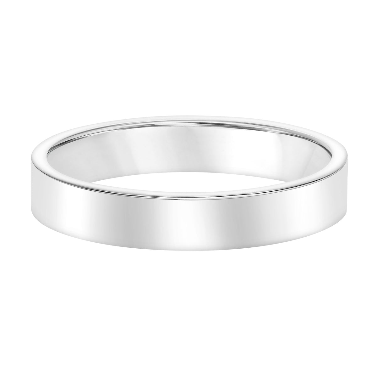 Classic yet refined band with flat profile and bright polish finish