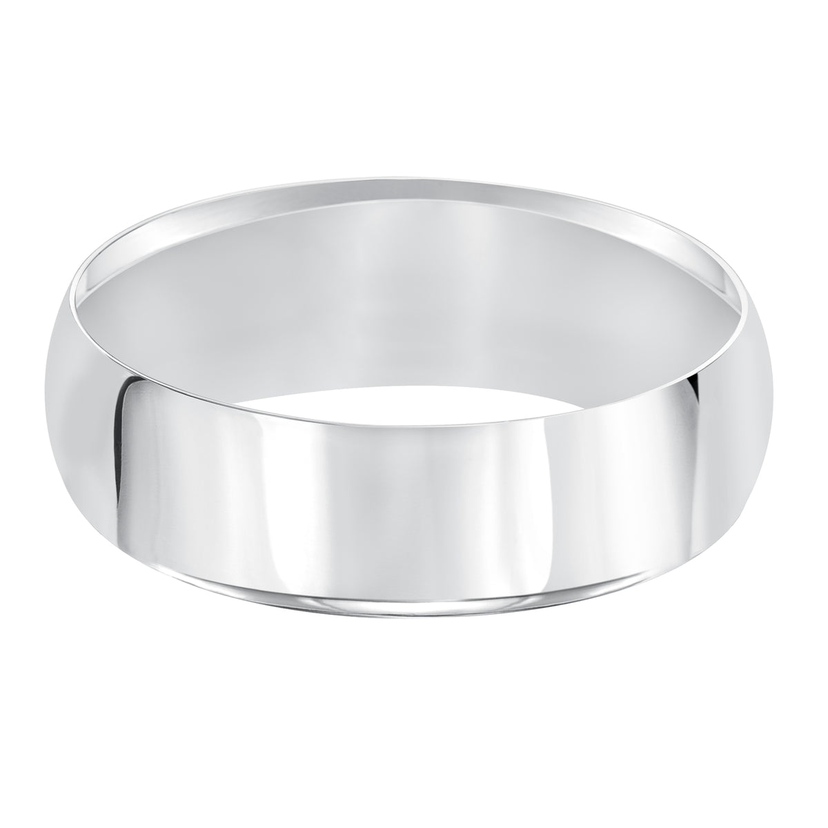 This timeless yet luxuriously domed & Comfort Fit wedding band features a high polished finish.