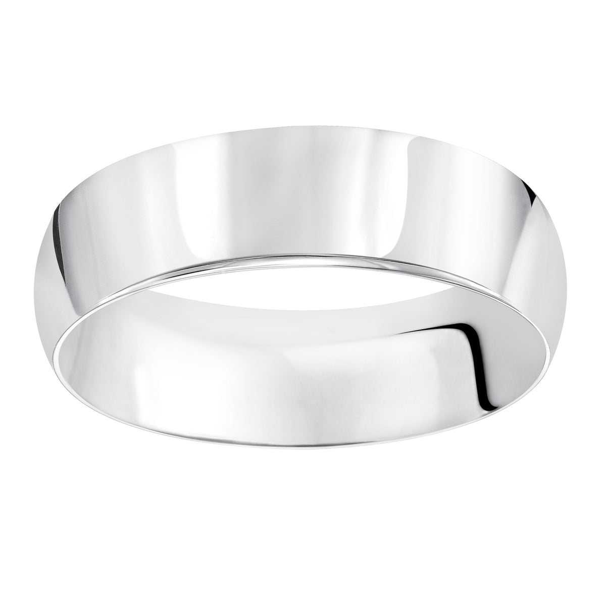 This timeless yet luxuriously domed & Comfort Fit wedding band features a high polished finish.