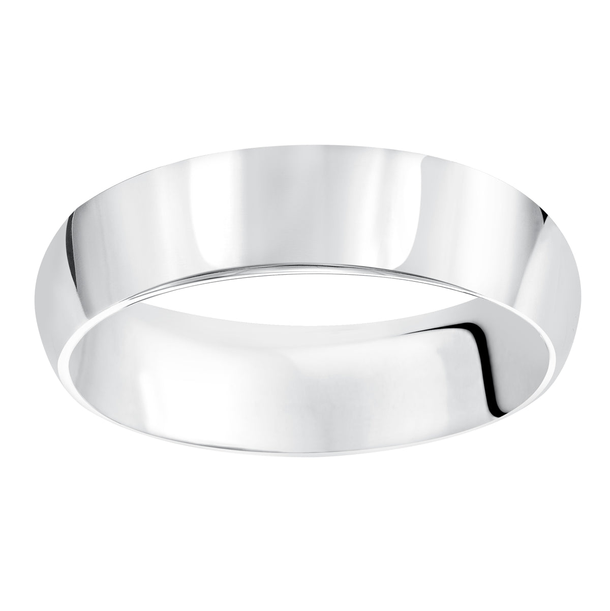 This domed Comfort Fit wedding band features a high polished finish offering a sleek and timeless look