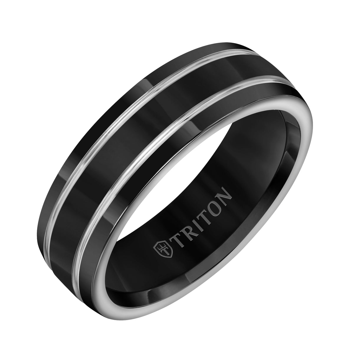 7mm Domed Black Titanium Comfort Fit Band.
