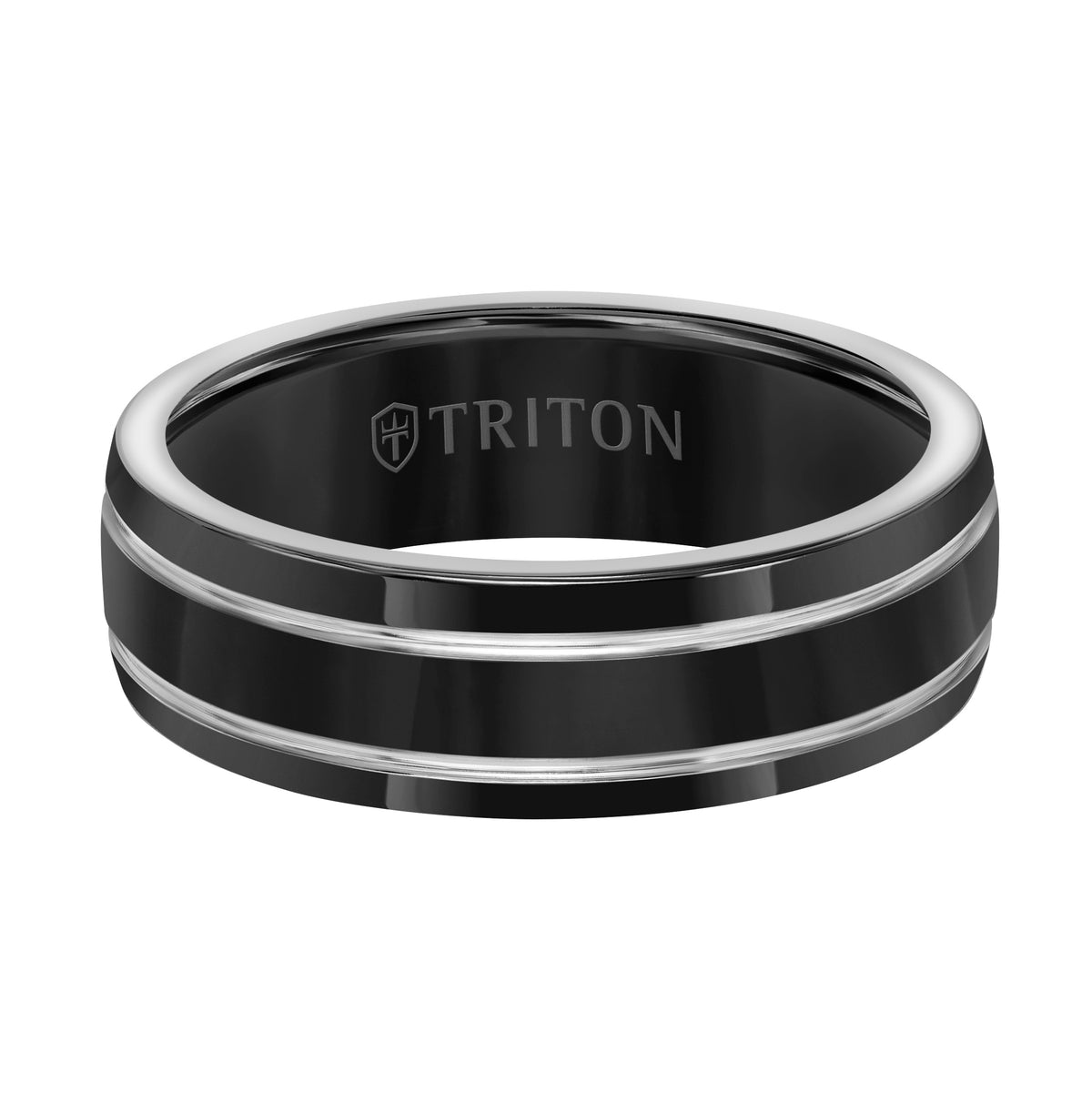 7mm Domed Black Titanium Comfort Fit Band.
