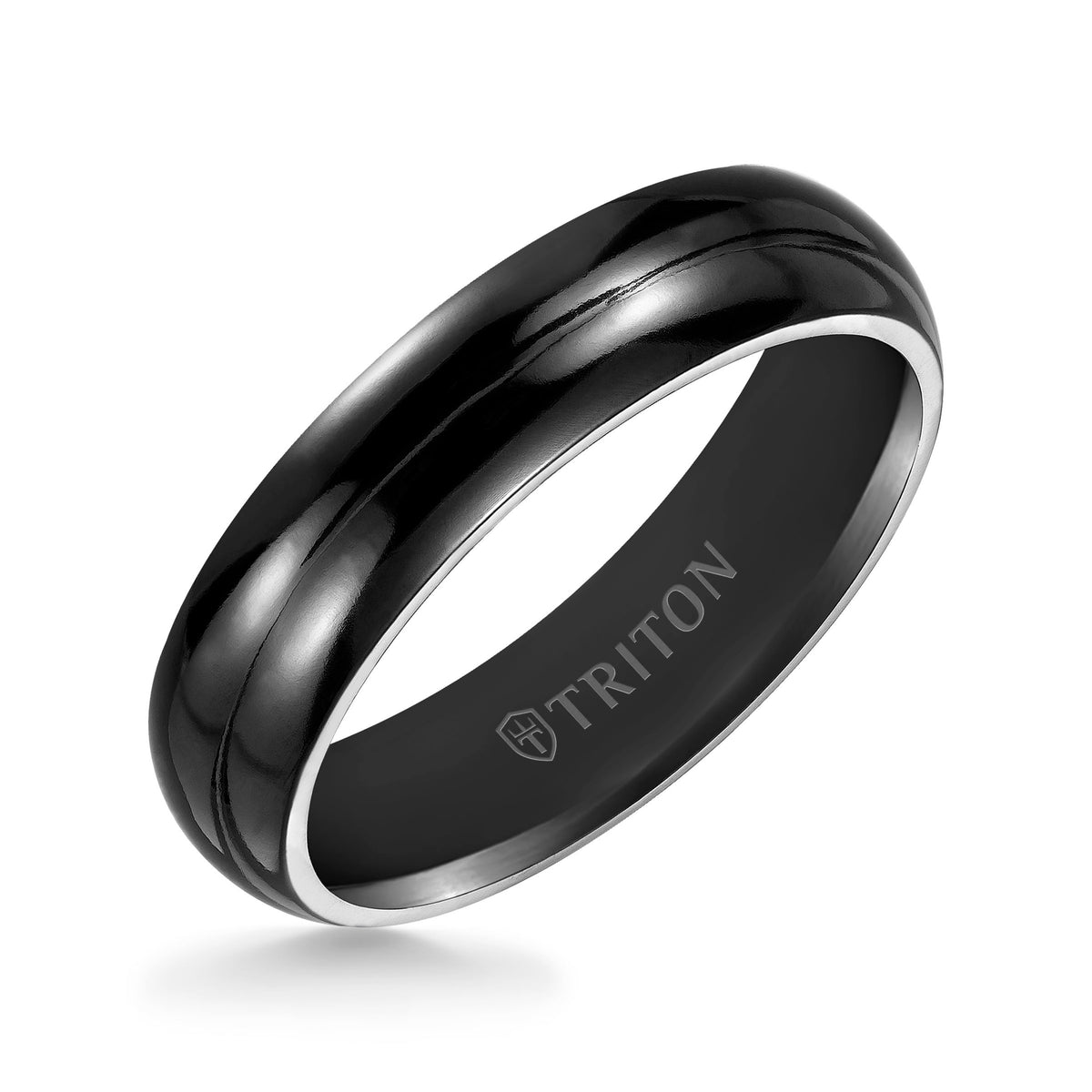 6mm Domed Black Titanium Comfort Fit Band.