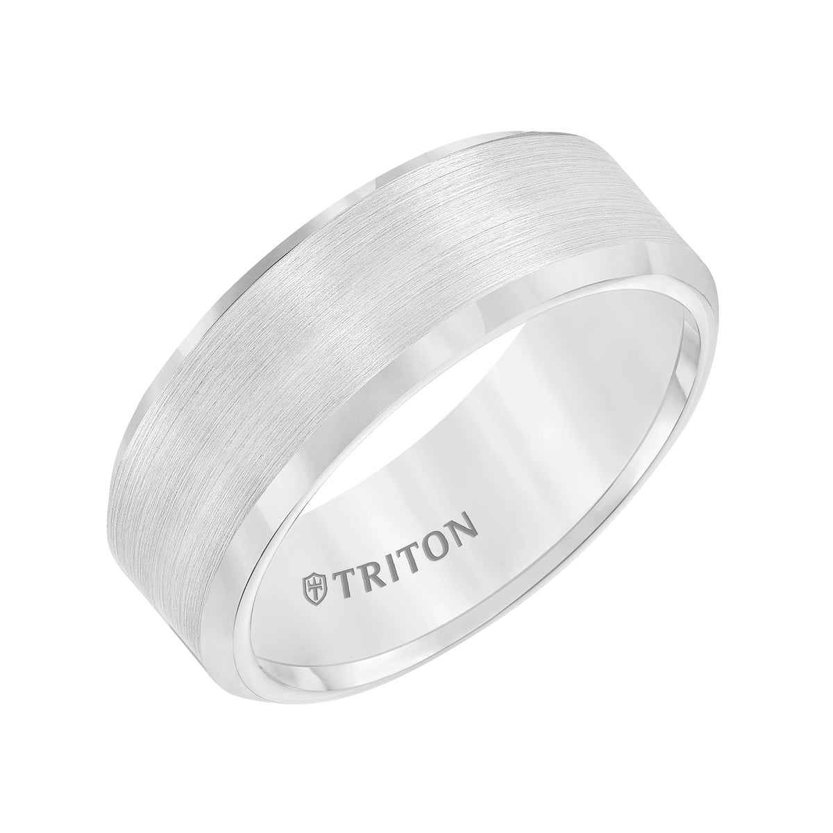 8mm Bevel Edge Tungsten Carbide Comfort Fit Band with Satin Finish Center and Bright Polished Edge