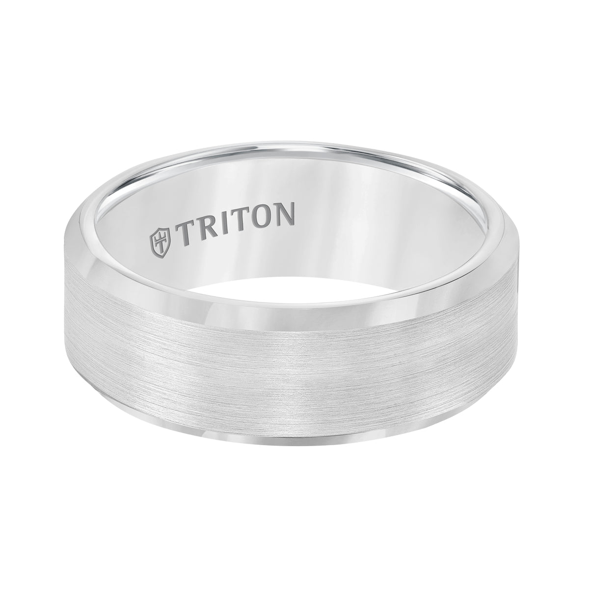 8mm Bevel Edge Tungsten Carbide Comfort Fit Band with Satin Finish Center and Bright Polished Edge