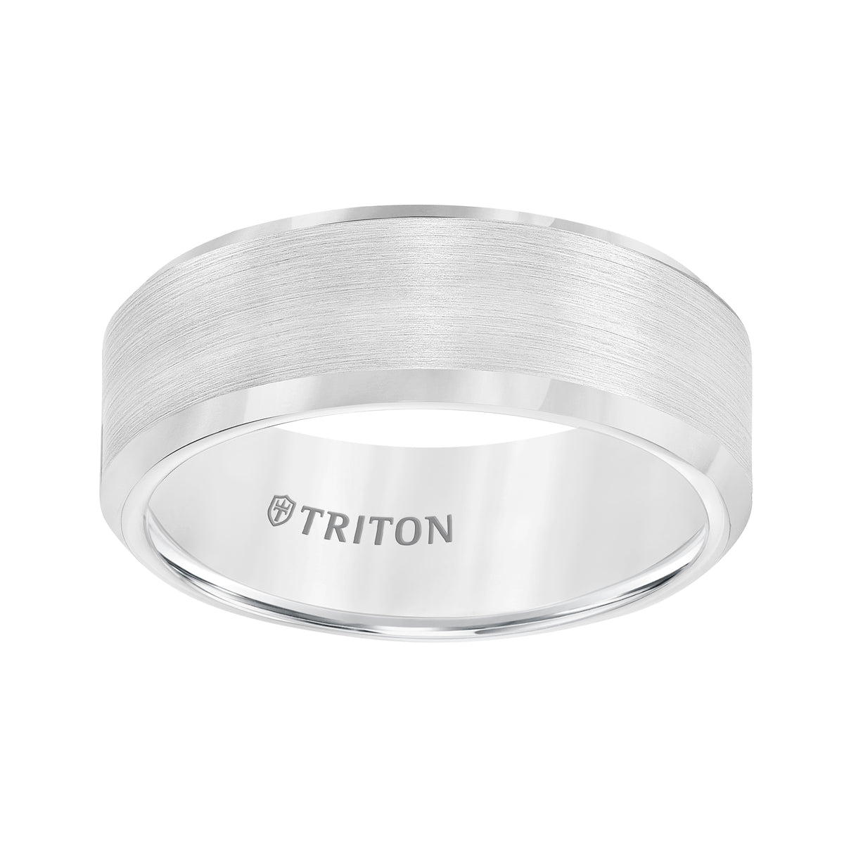 8mm Bevel Edge Tungsten Carbide Comfort Fit Band with Satin Finish Center and Bright Polished Edge