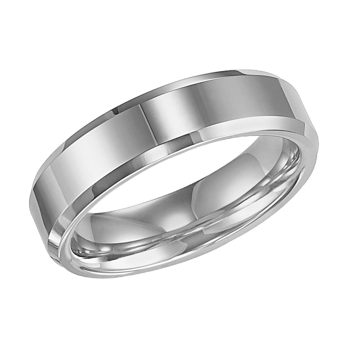6mm Tungsten Carbide Bright Polished Bevel Edge Comfort Fit Band