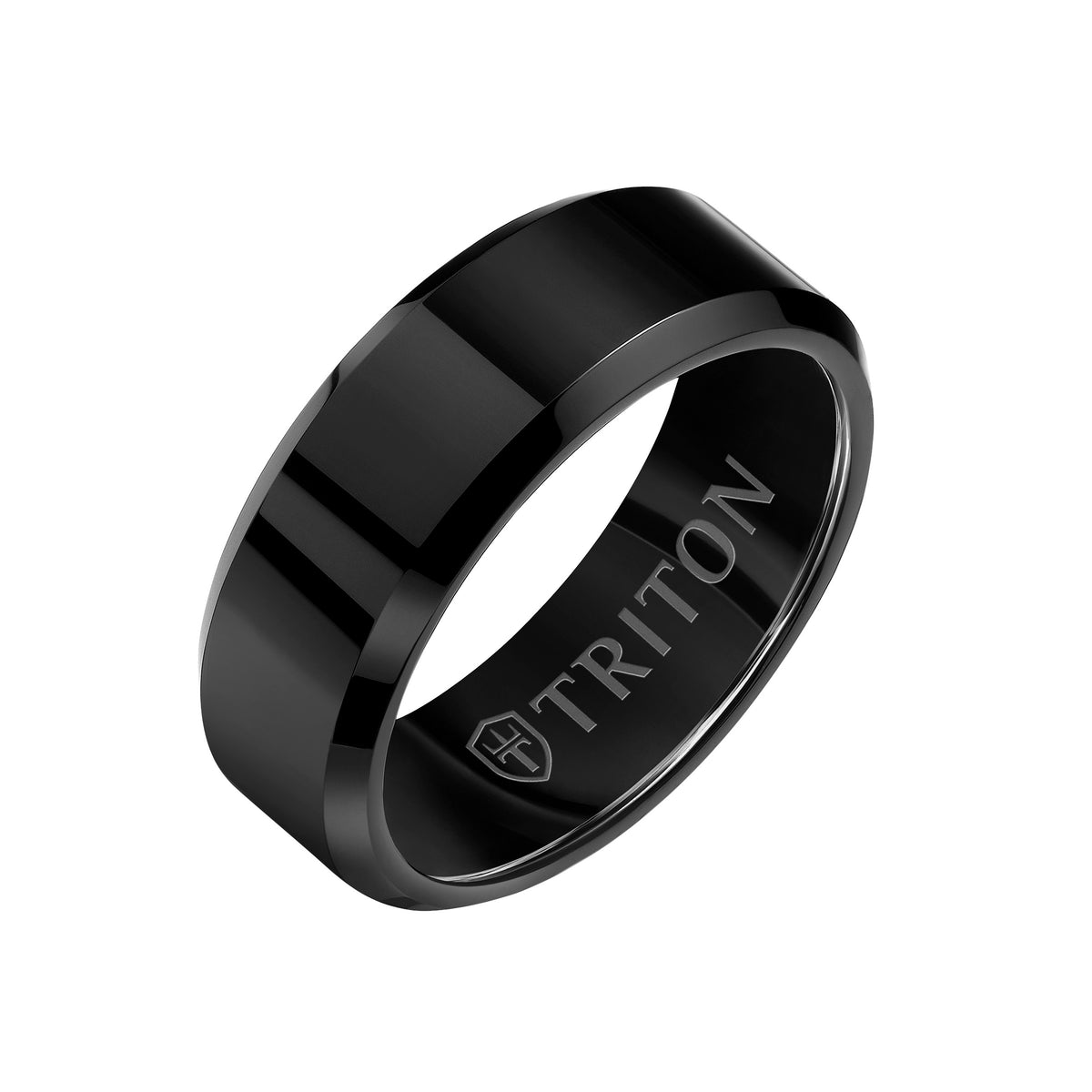 8mm Tungsten Carbide Bright Polished Bevel Edge Comfort Fit Band