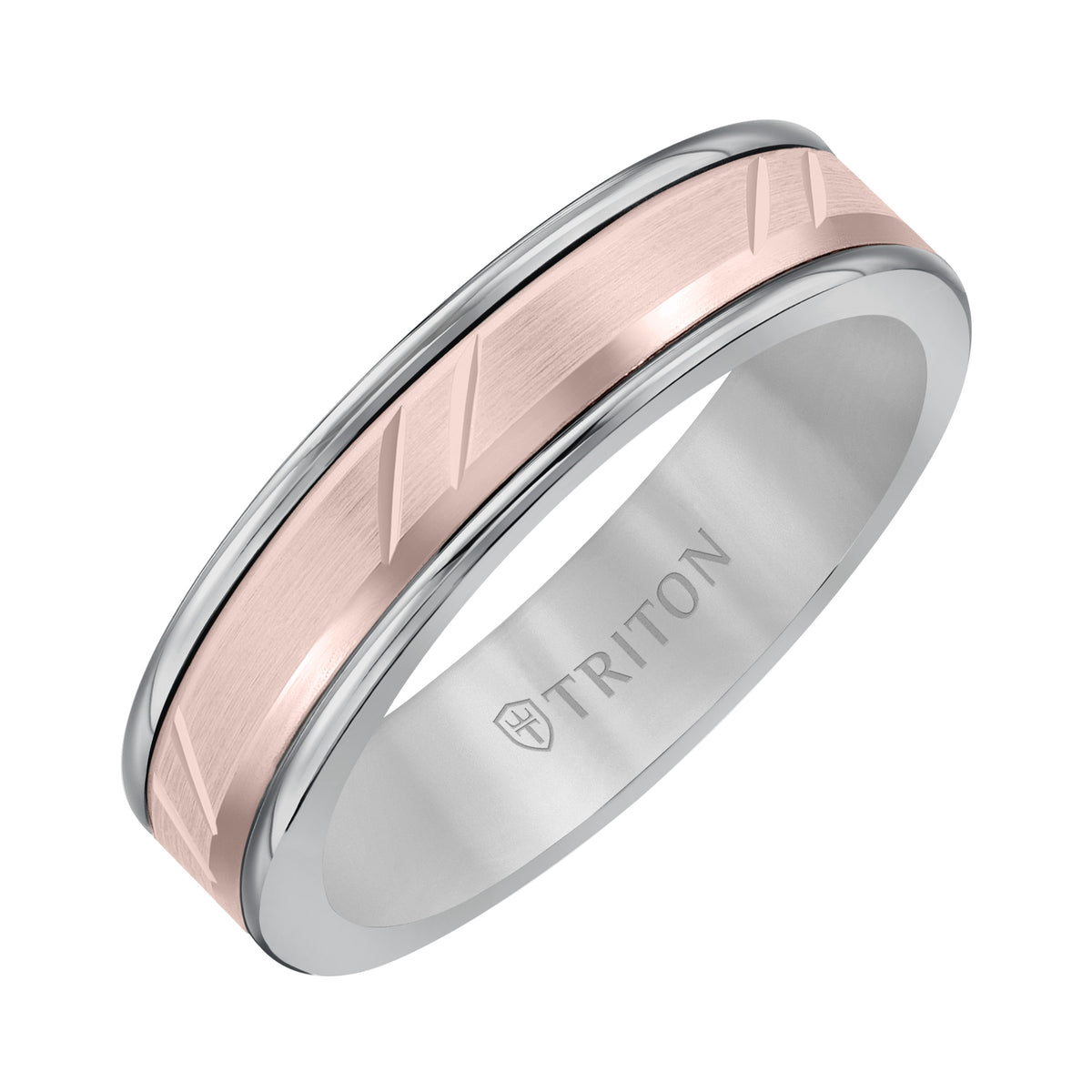 Bevel Diagonal Cut Finish Round Edge Wedding Band