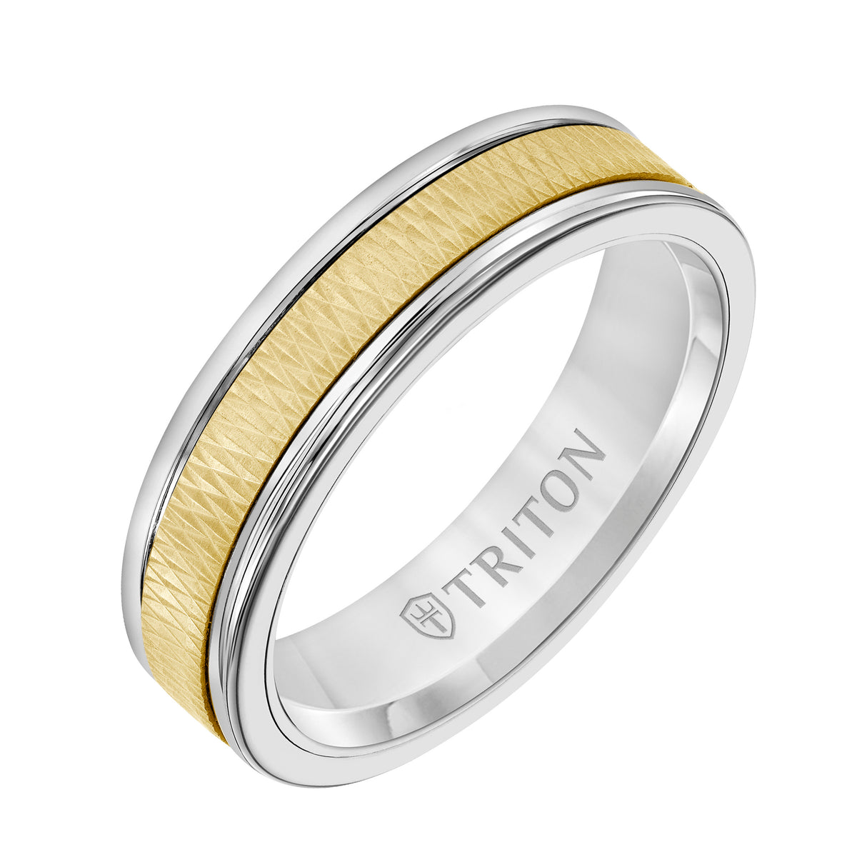 Criss Cross Texture Finish Round Edge Wedding Band