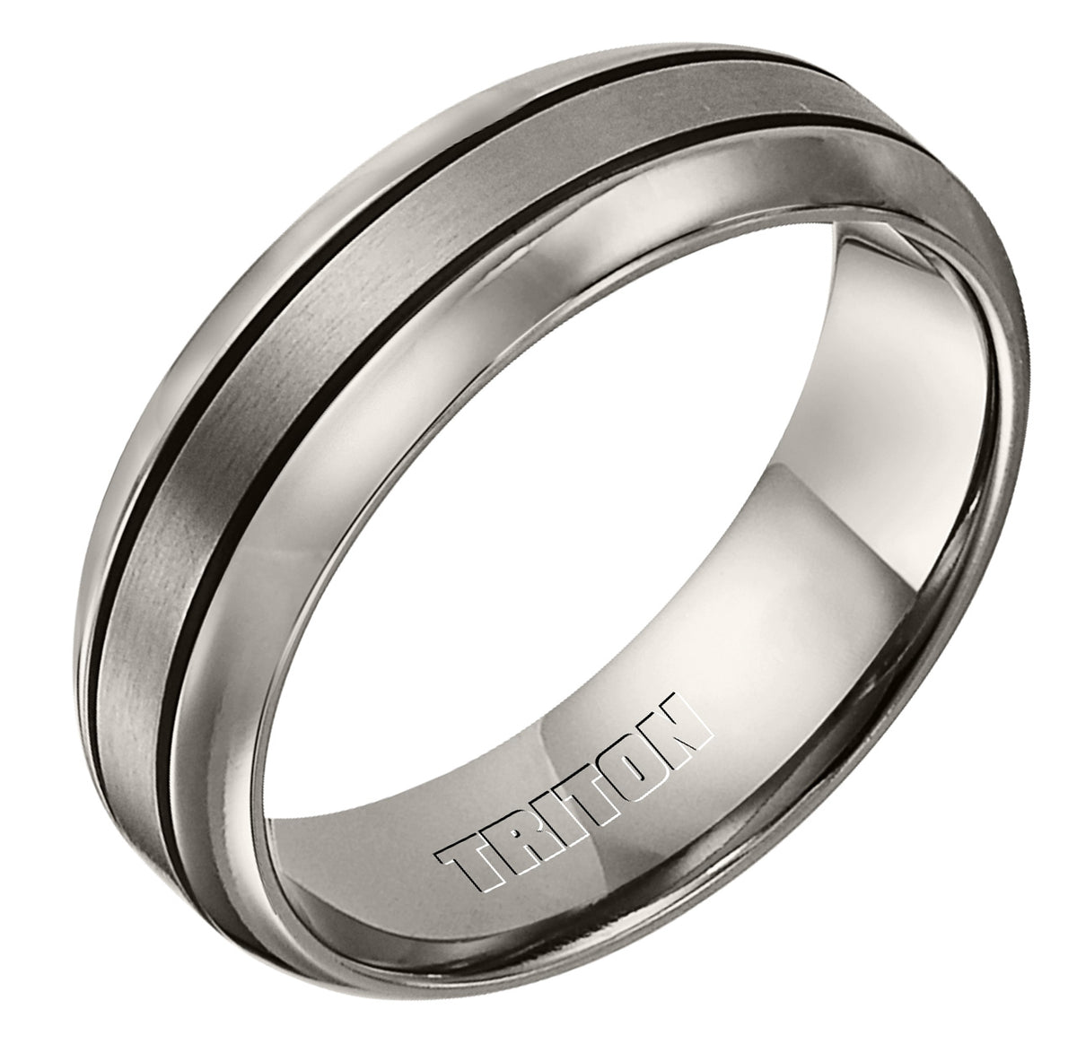 7mm Titanium Comfort Fit band with Satin Finish Center and Bright Edges