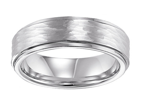 8mm Cobalt Step Edge Comfort Fit Band with Hammer Finish Center