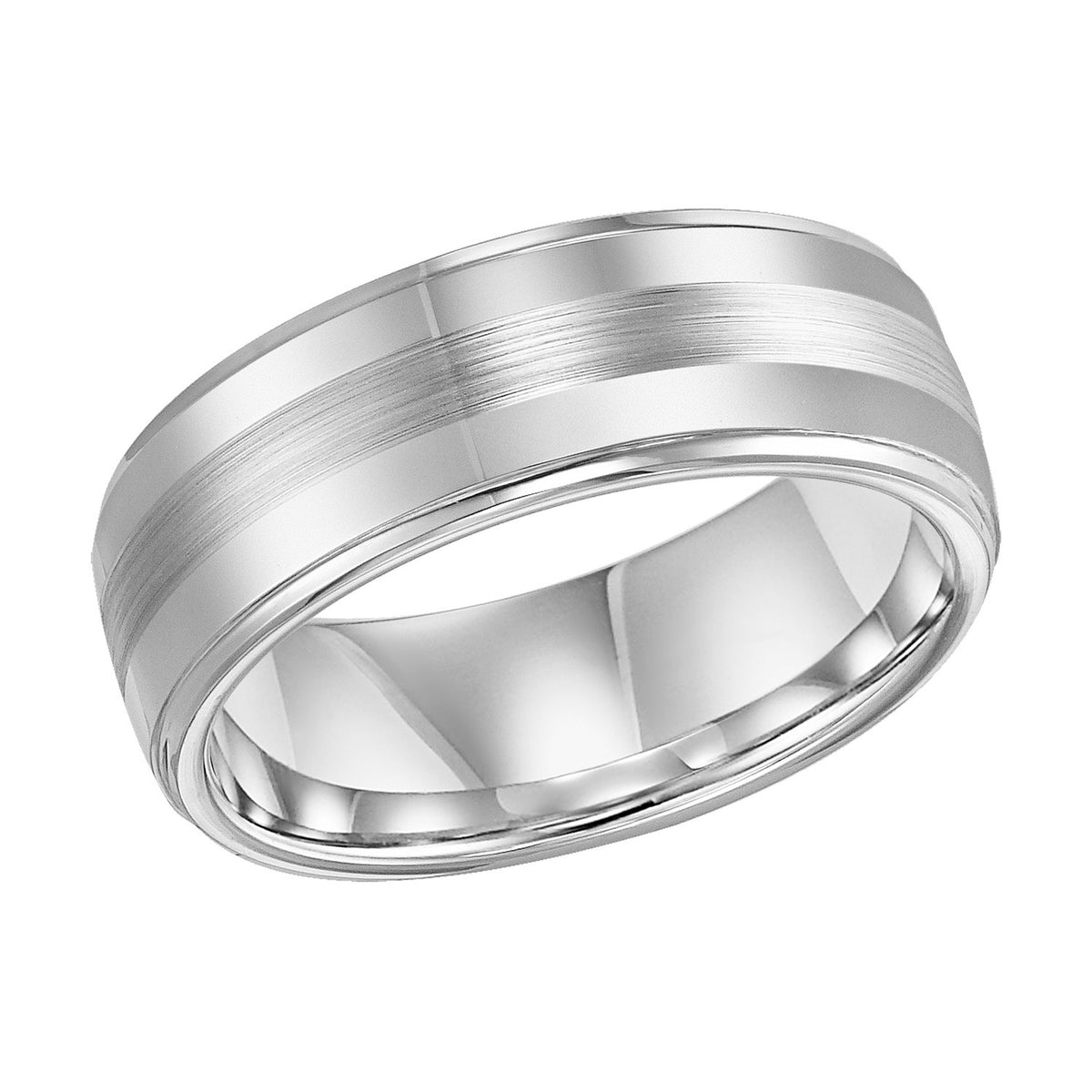 8mm Cobalt step edge comfort fit band with contrasting finish