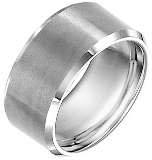 10mm White Tungsten carbide Bevel Edge Satin Finish Comfort Fit Band