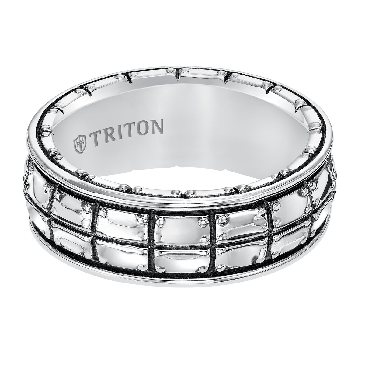 8.mm Sterling Silver Cast Wedding Band and Black Oxidation  Comfort Fit.