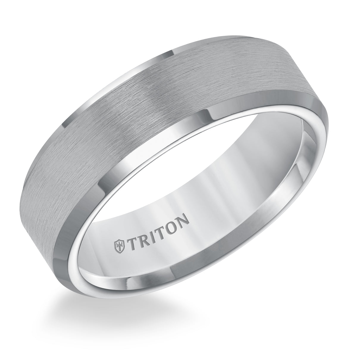 Brush Finish Bevel Edge Classic Wedding Band