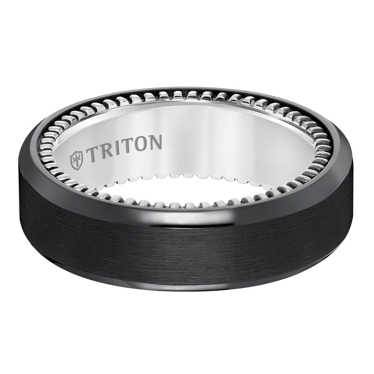 Brush Finish Bevel Edge Contemporary Wedding Band