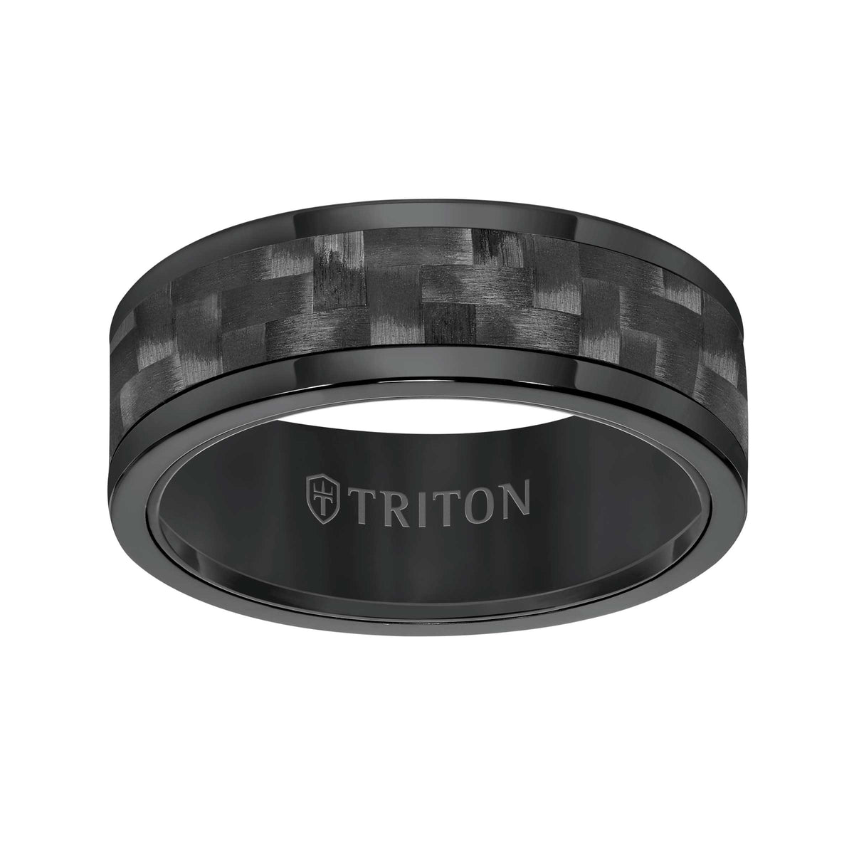 8MM Comfort Fit White Tungsten Carbide with White 1K Carbon Fiber Insert Center & Bright Rims