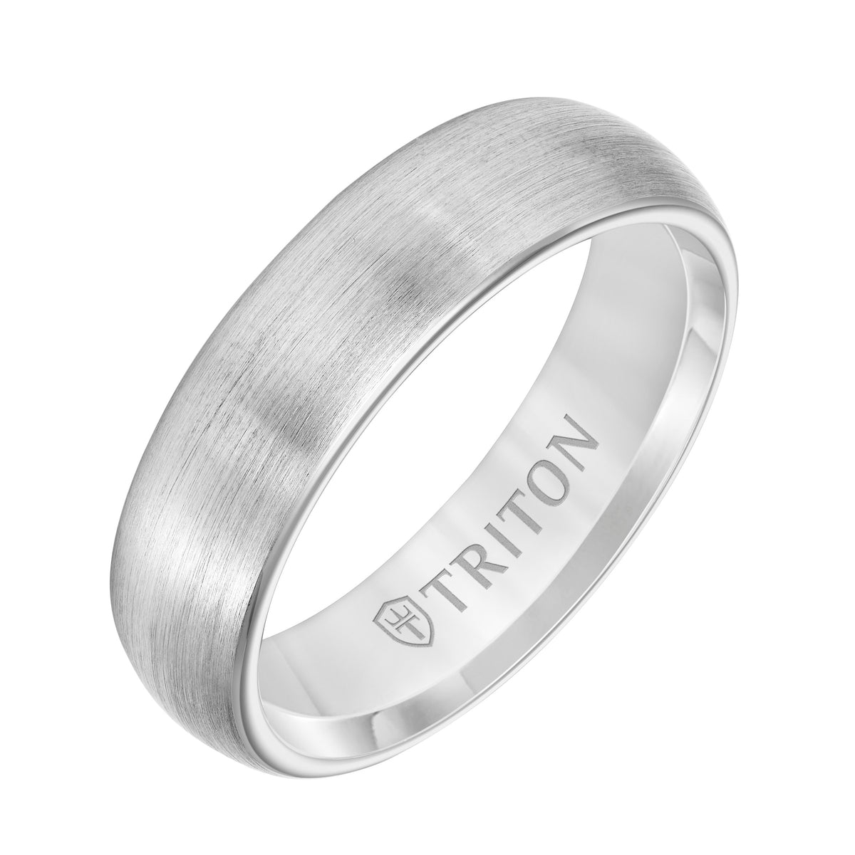 6mm White Tungsten Carbide Ring with Satin Finish and Rolled Edge