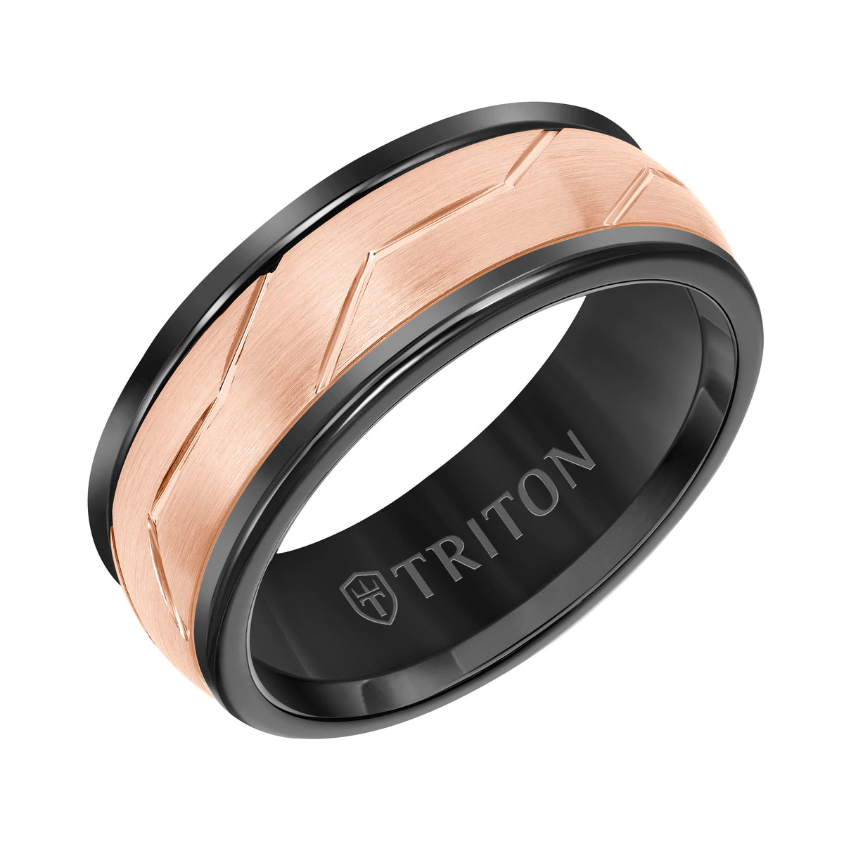 8MM BLACK BASE WITH ROSE WOVEN INSERT