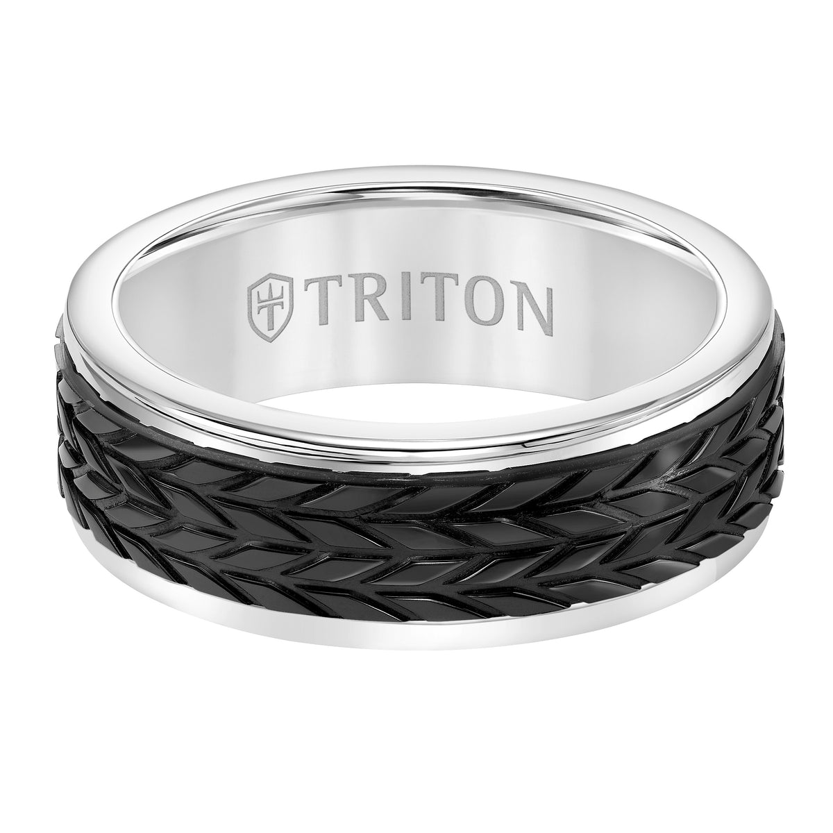 Round Edge Black Titanium Insert Wedding Band