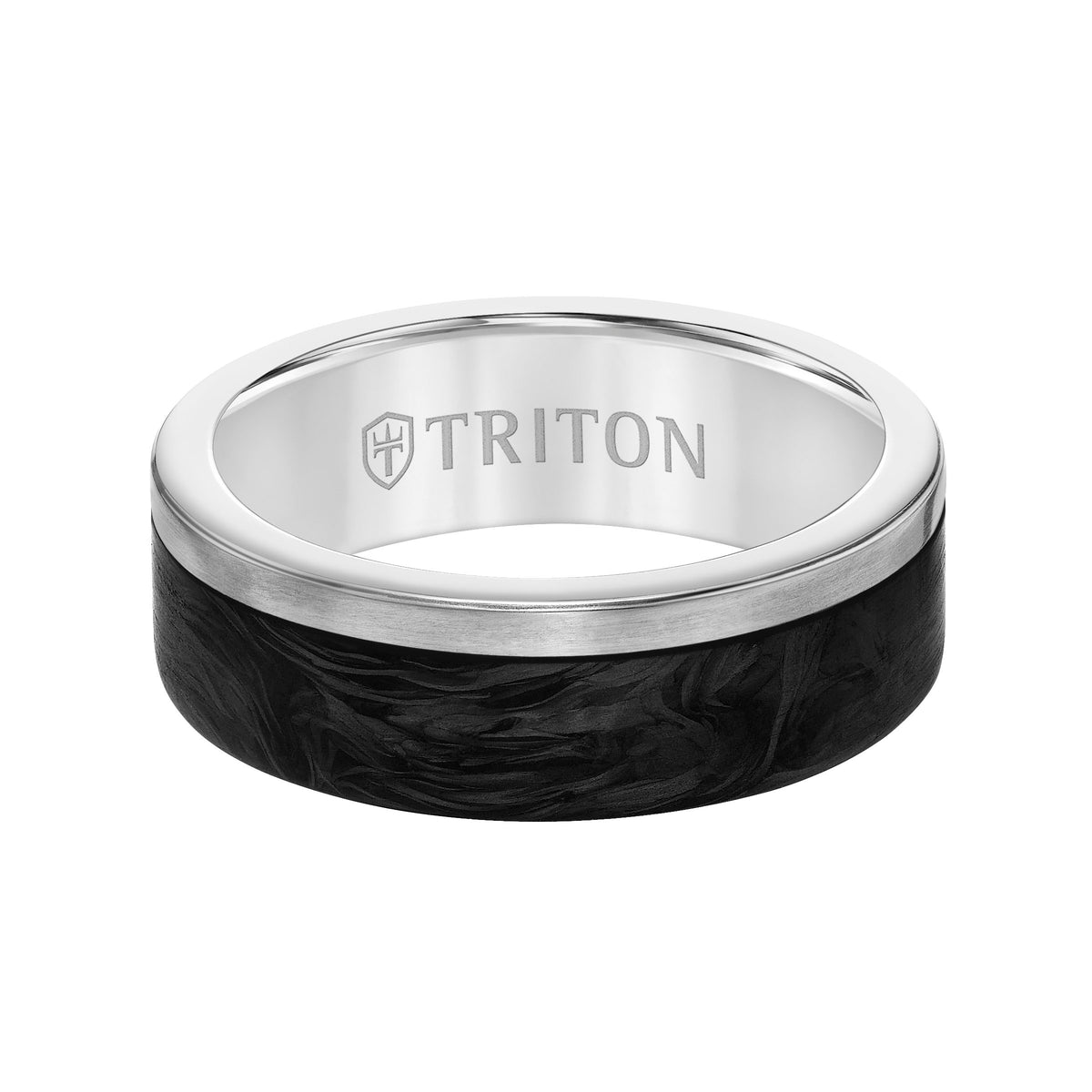 Flat Edge Forged Carbon Contemporary Wedding Band