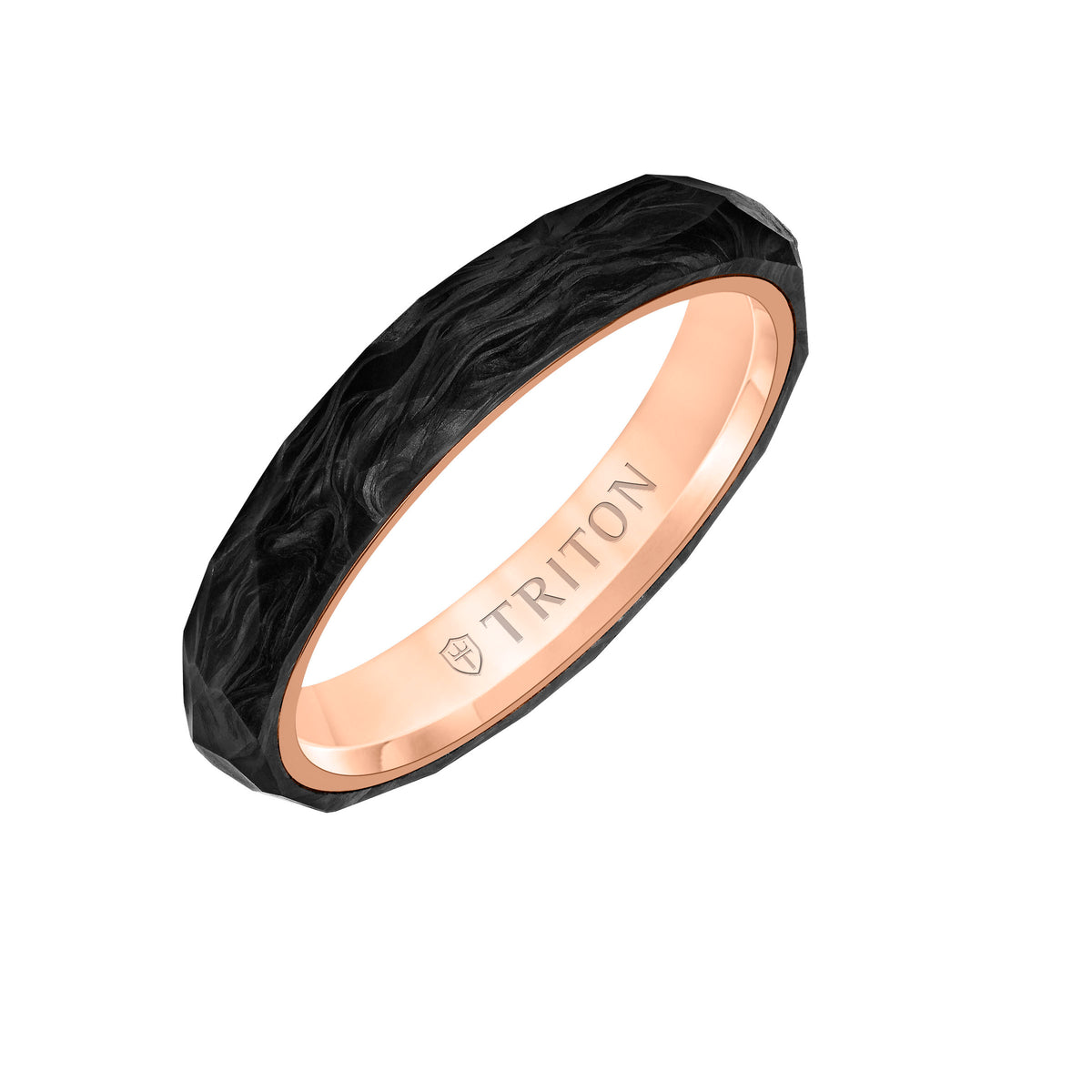 Flat Edge Forged Carbon Contemporary Wedding Band
