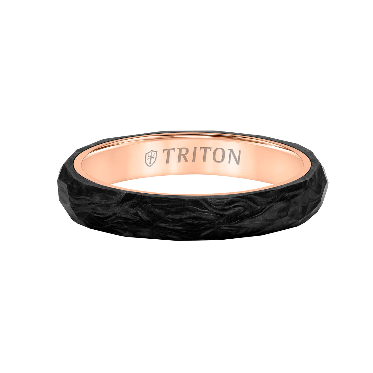 Flat Edge Forged Carbon Contemporary Wedding Band