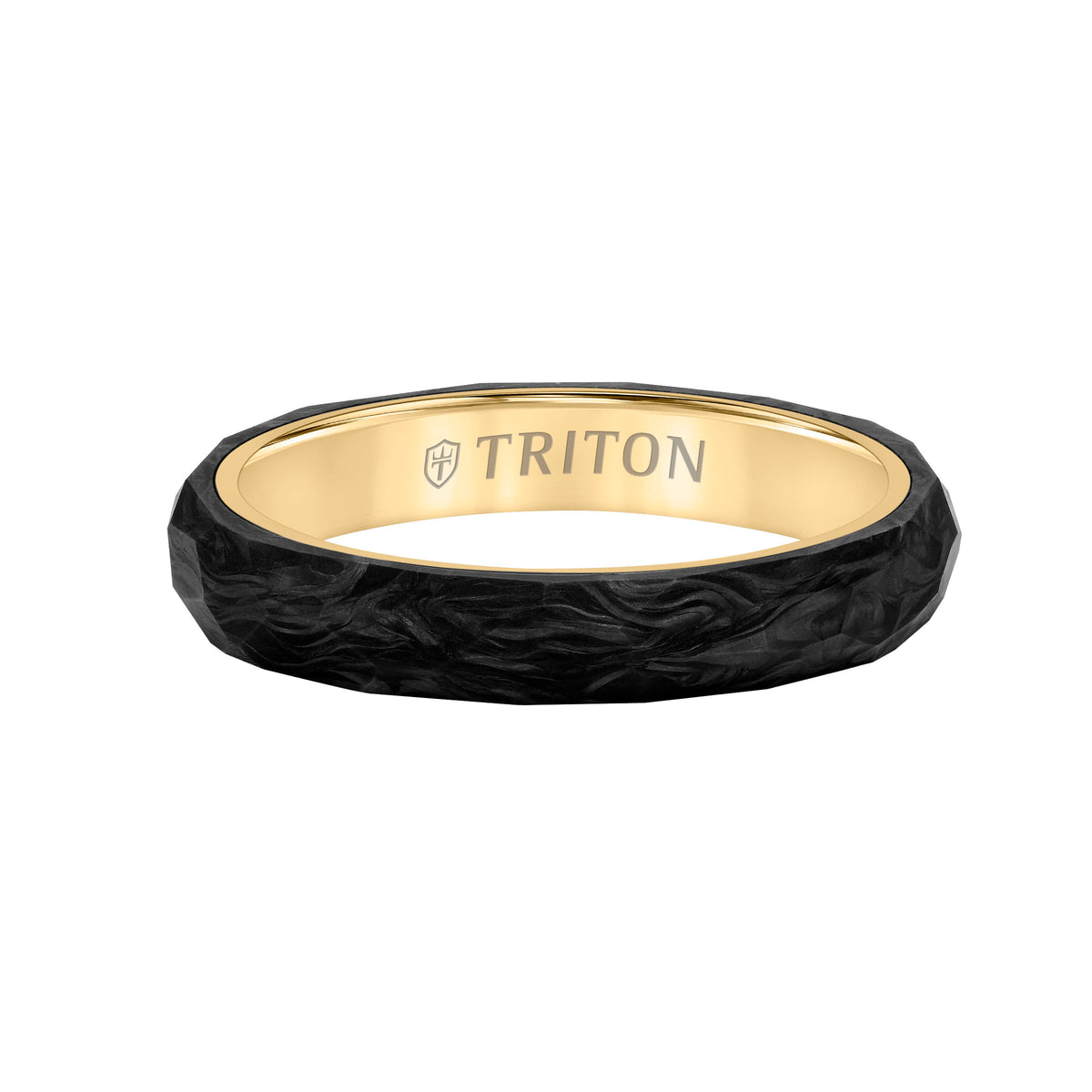Flat Edge Forged Carbon Contemporary Wedding Band