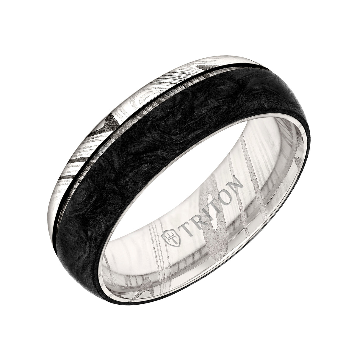 Flat Edge Forged Carbon Contemporary Wedding Band