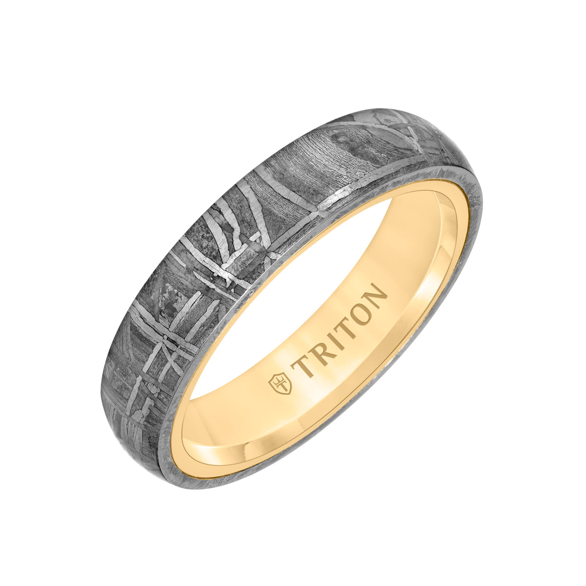 5MM Meteorite + 14K Gold Ring - Dome Edge to Edge with 14K Gold Interior