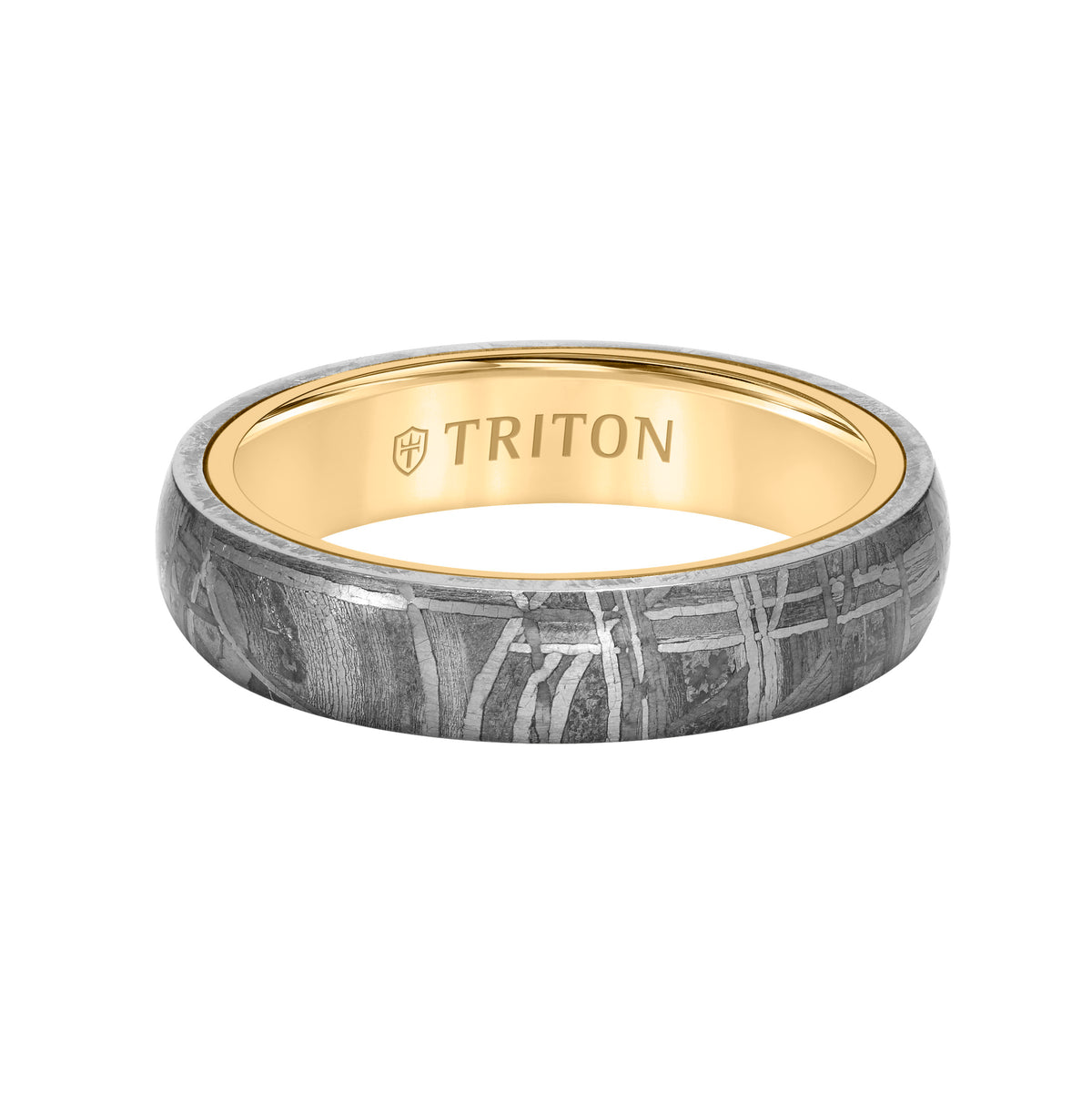 5MM Meteorite + 14K Gold Ring - Dome Edge to Edge with 14K Gold Interior