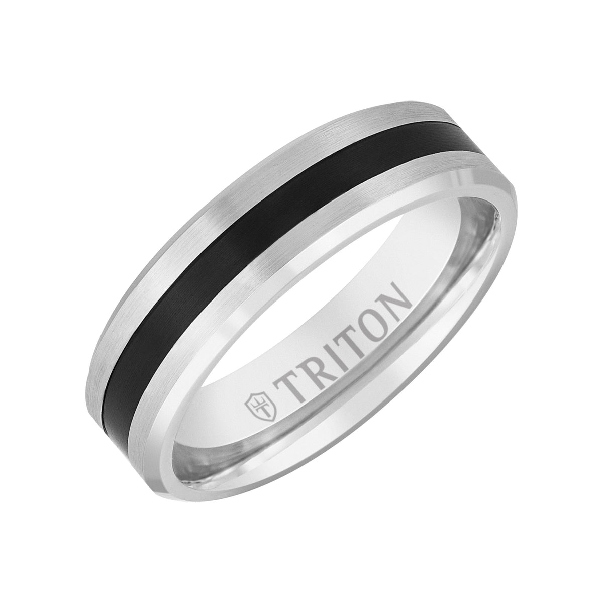 6MM 18K Gold Bevel Ring with Black Titanium Insert