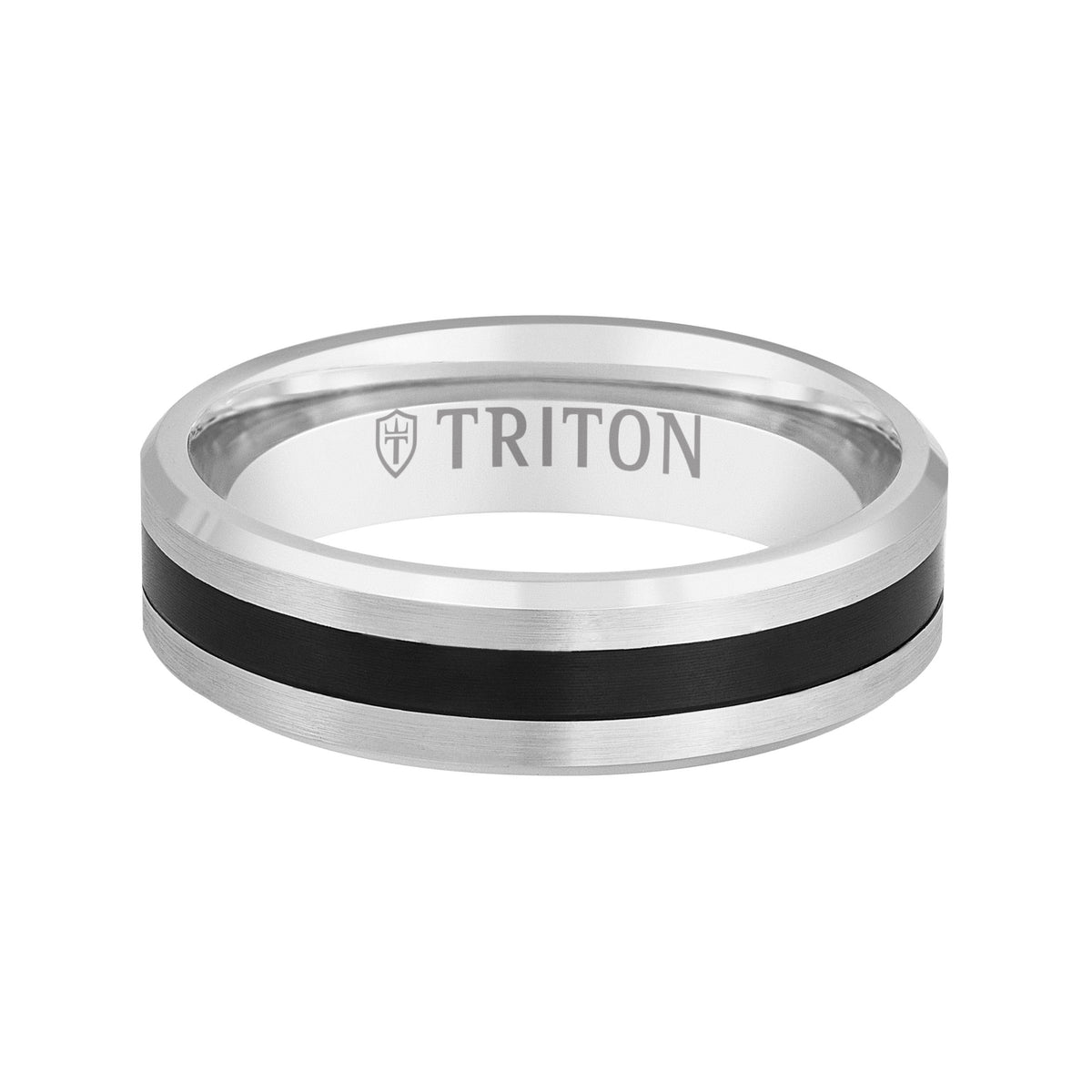 6MM 18K Gold Bevel Ring with Black Titanium Insert