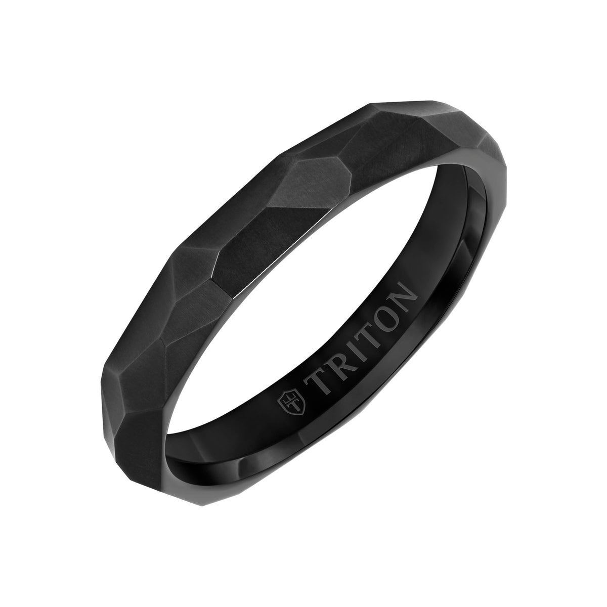 6MM Grey Titanium and 18kt Ring with Faceted Brushed Finish