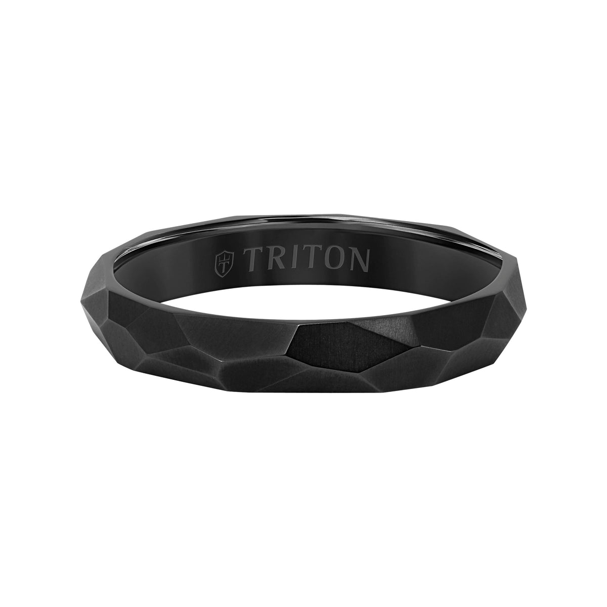 6MM Grey Titanium and 18kt Ring with Faceted Brushed Finish