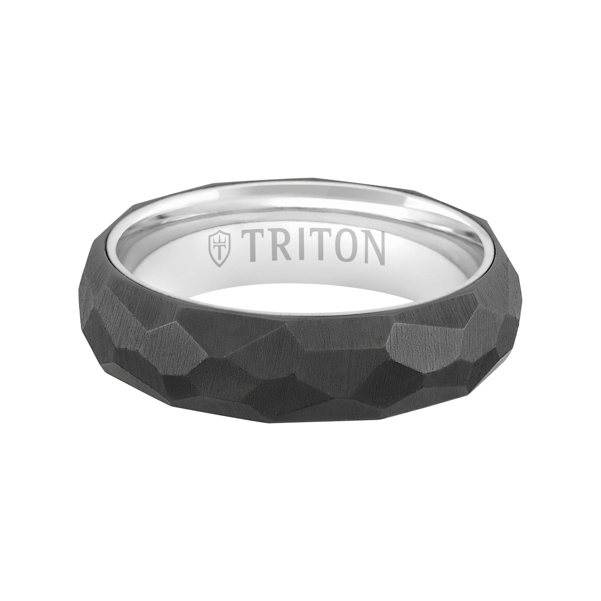 6MM Black Titanium and 18kt Ring with Faceted Brushed Finish