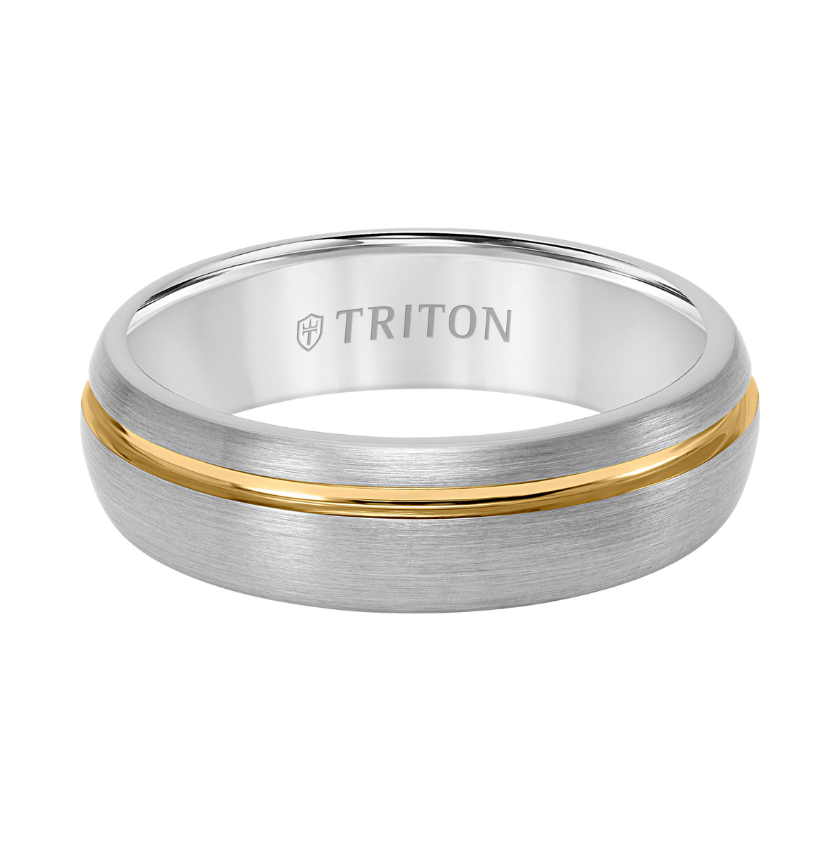 6.5MM Tungsten Carbide Ring with Two-Tone Asymetrical Design and Brushed Finish