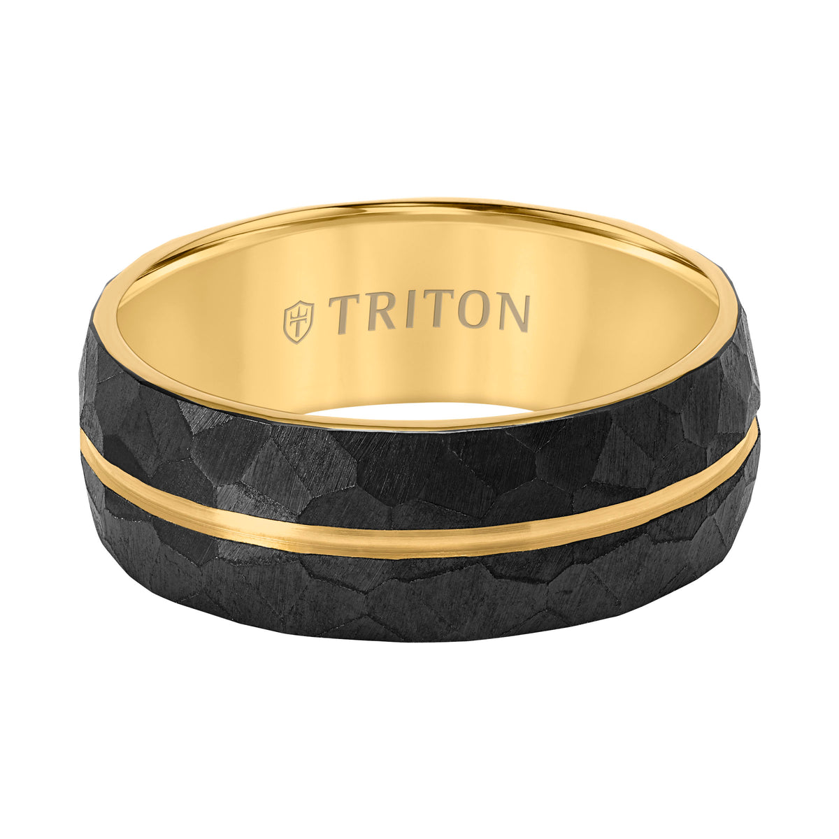 8MM Gray Faceted Titanium with Yellow Stripe and Inside