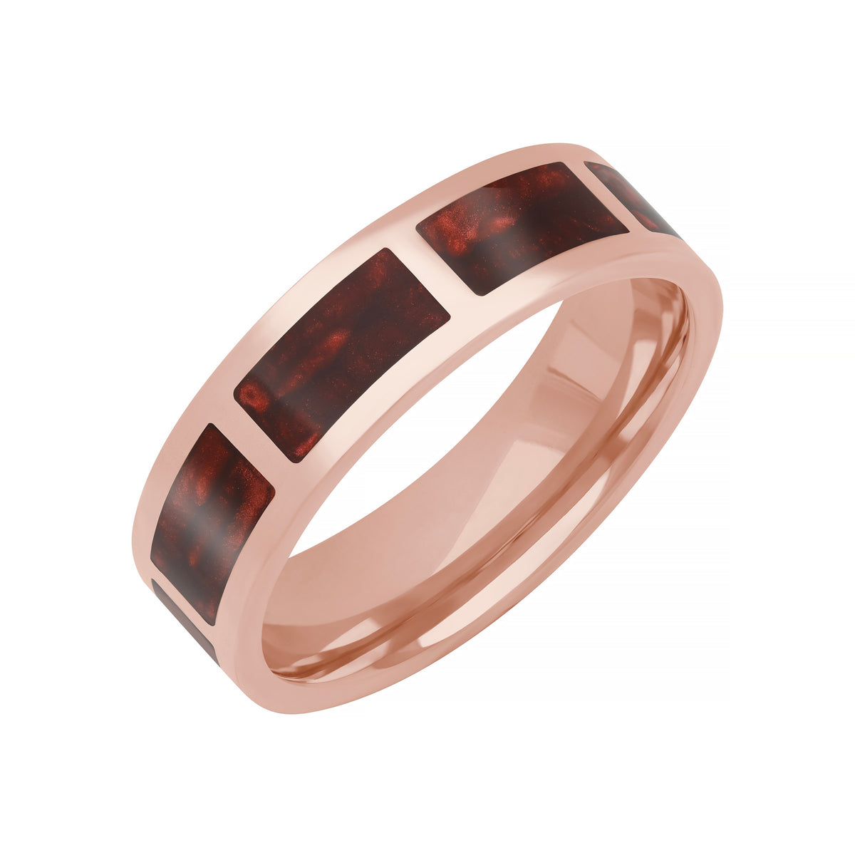 6MM Flat Ladder with Ceram8 Inlay Wedding Band