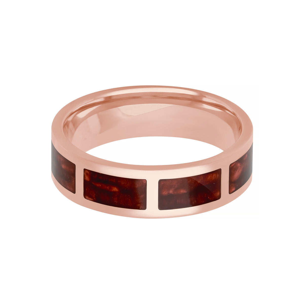6MM Flat Ladder with Ceram8 Inlay Wedding Band