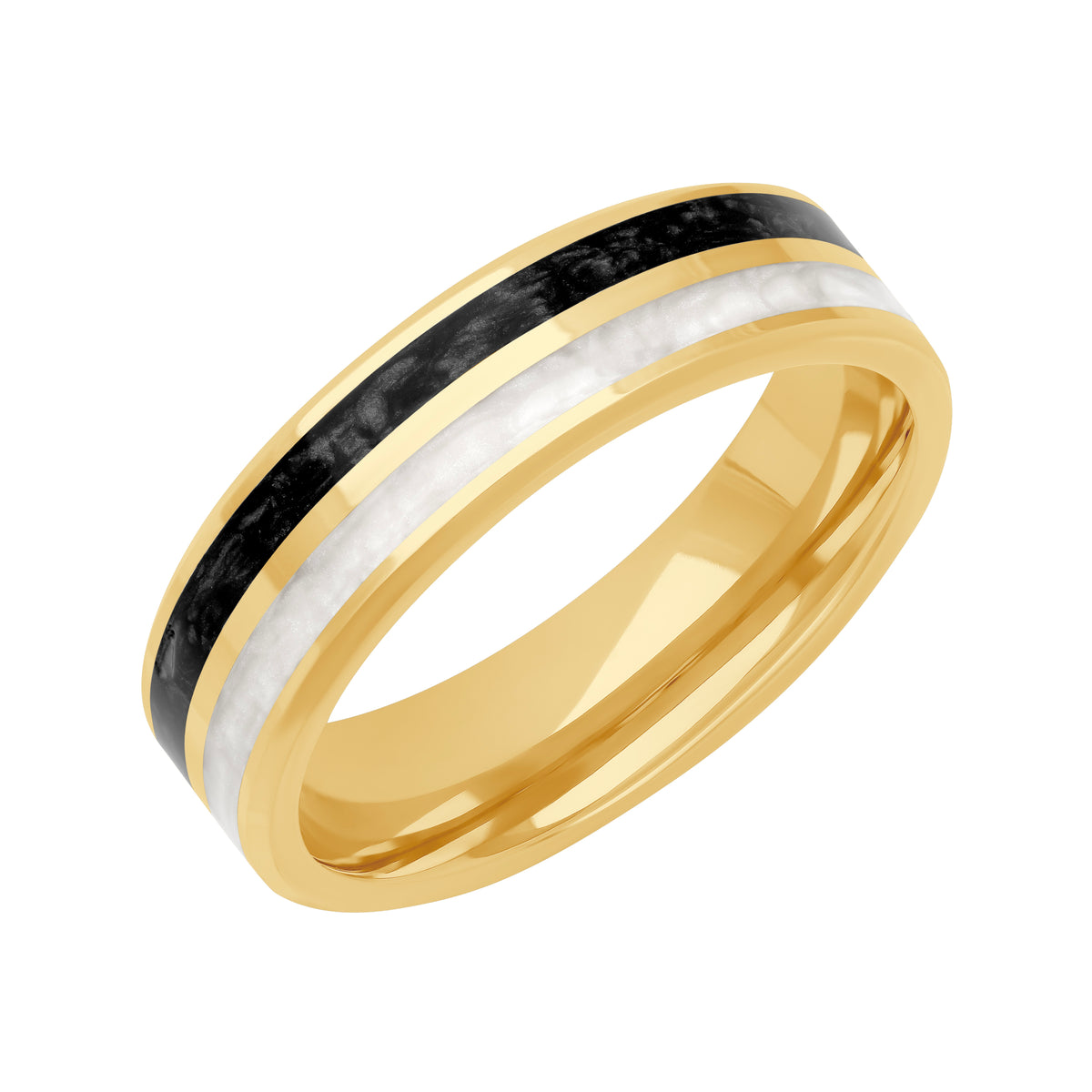 6MM Flat Broken Edge with Ceram8 Inlay Wedding Band