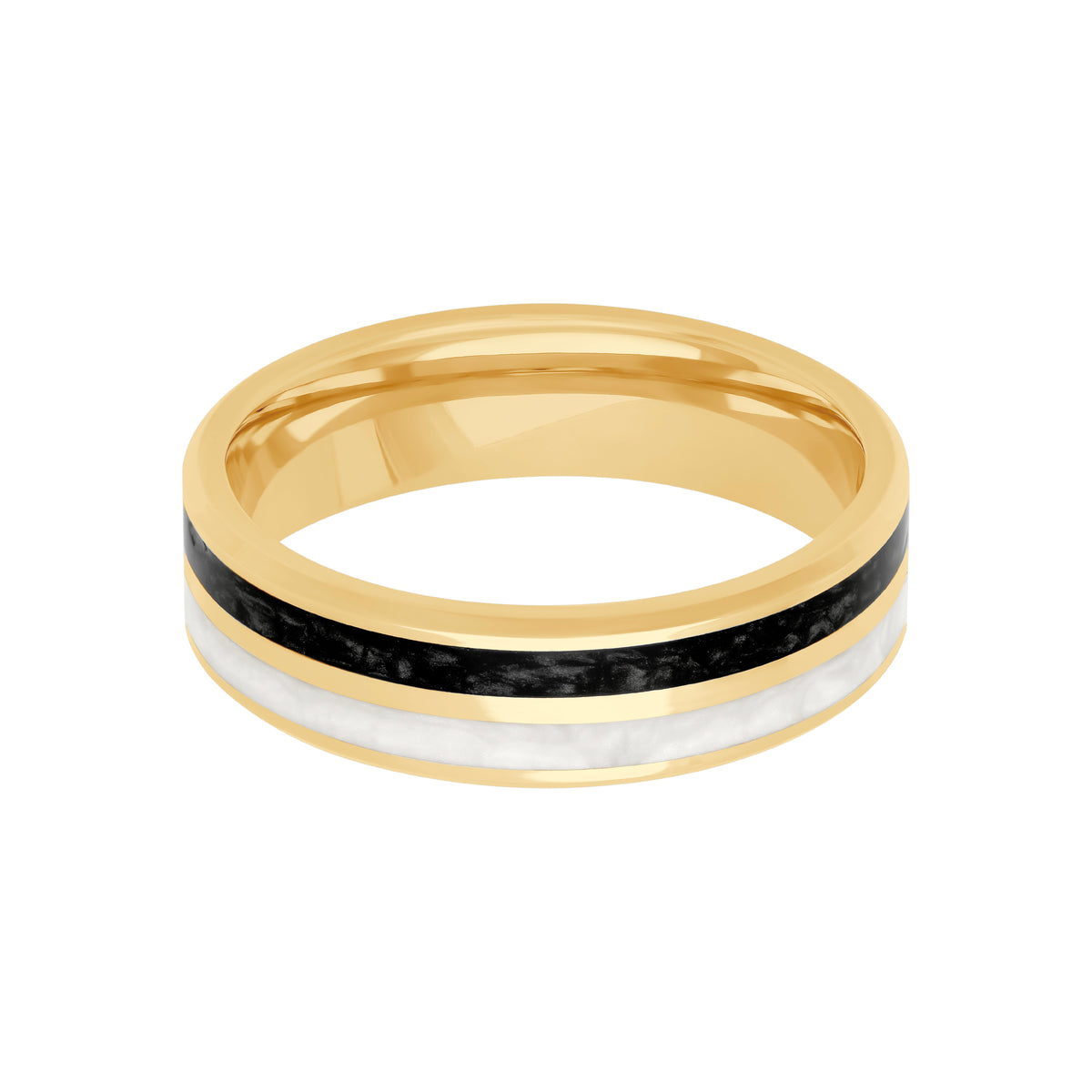 6MM Flat Broken Edge with Ceram8 Inlay Wedding Band
