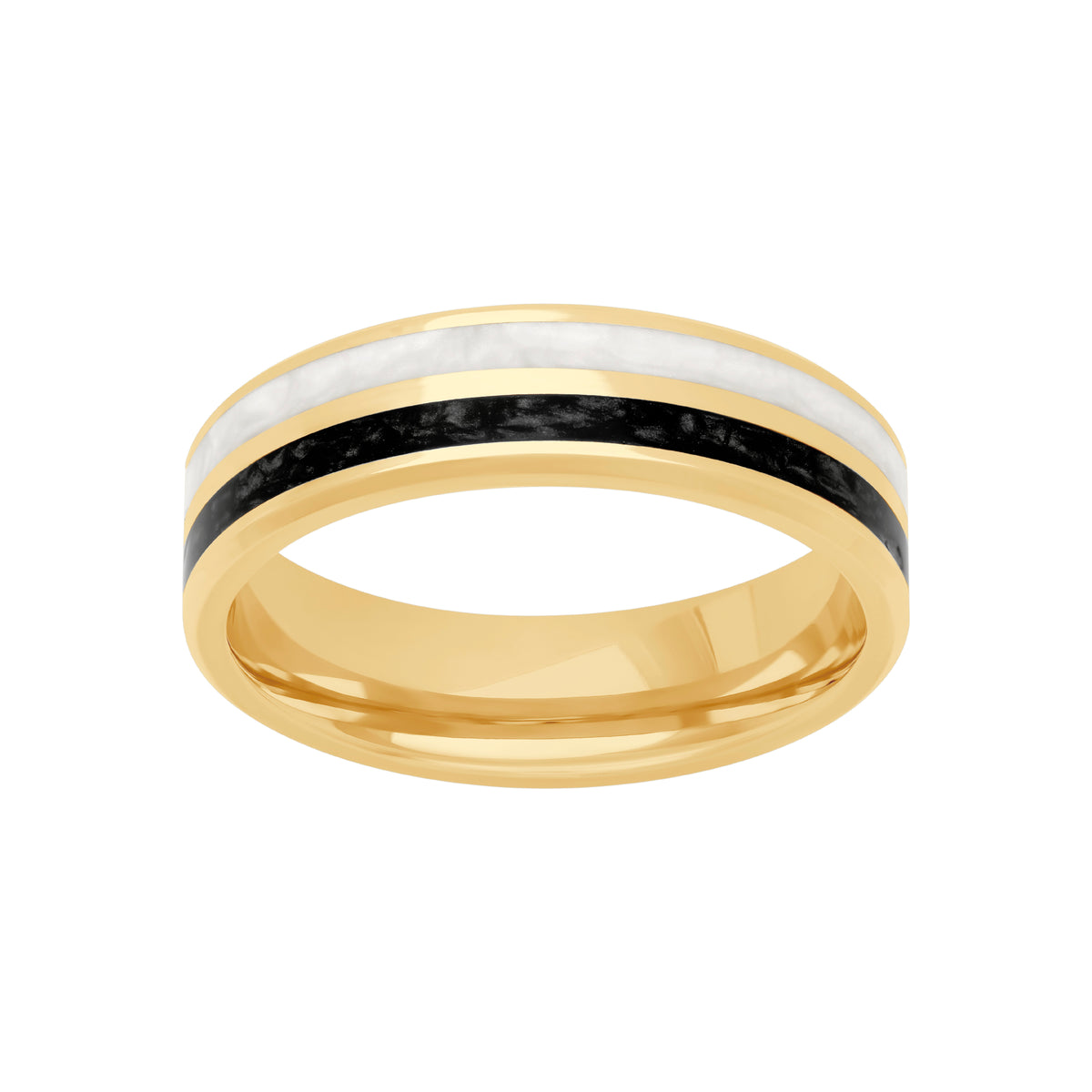 6MM Flat Broken Edge with Ceram8 Inlay Wedding Band