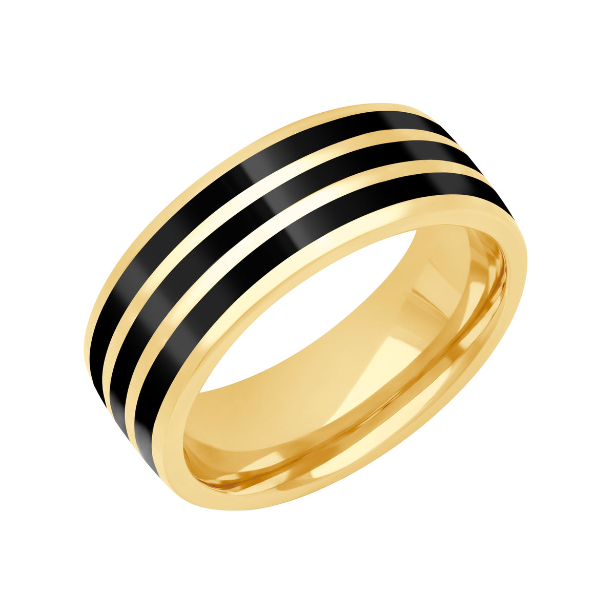 8MM Ceram8 Triple Stripe Inlay Wedding Band
