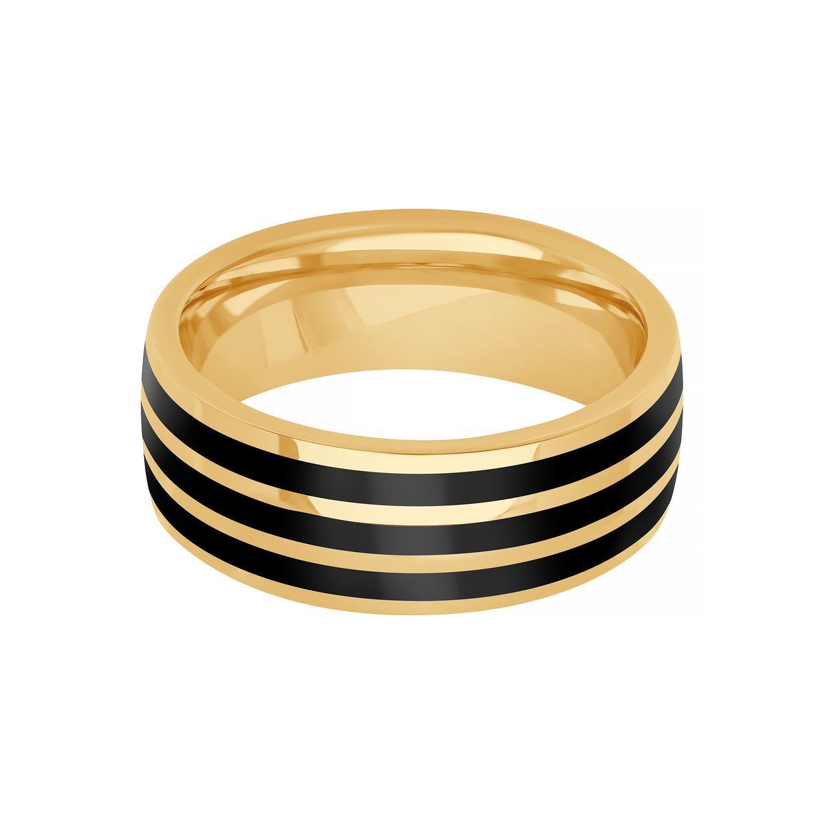 8MM Ceram8 Triple Stripe Inlay Wedding Band