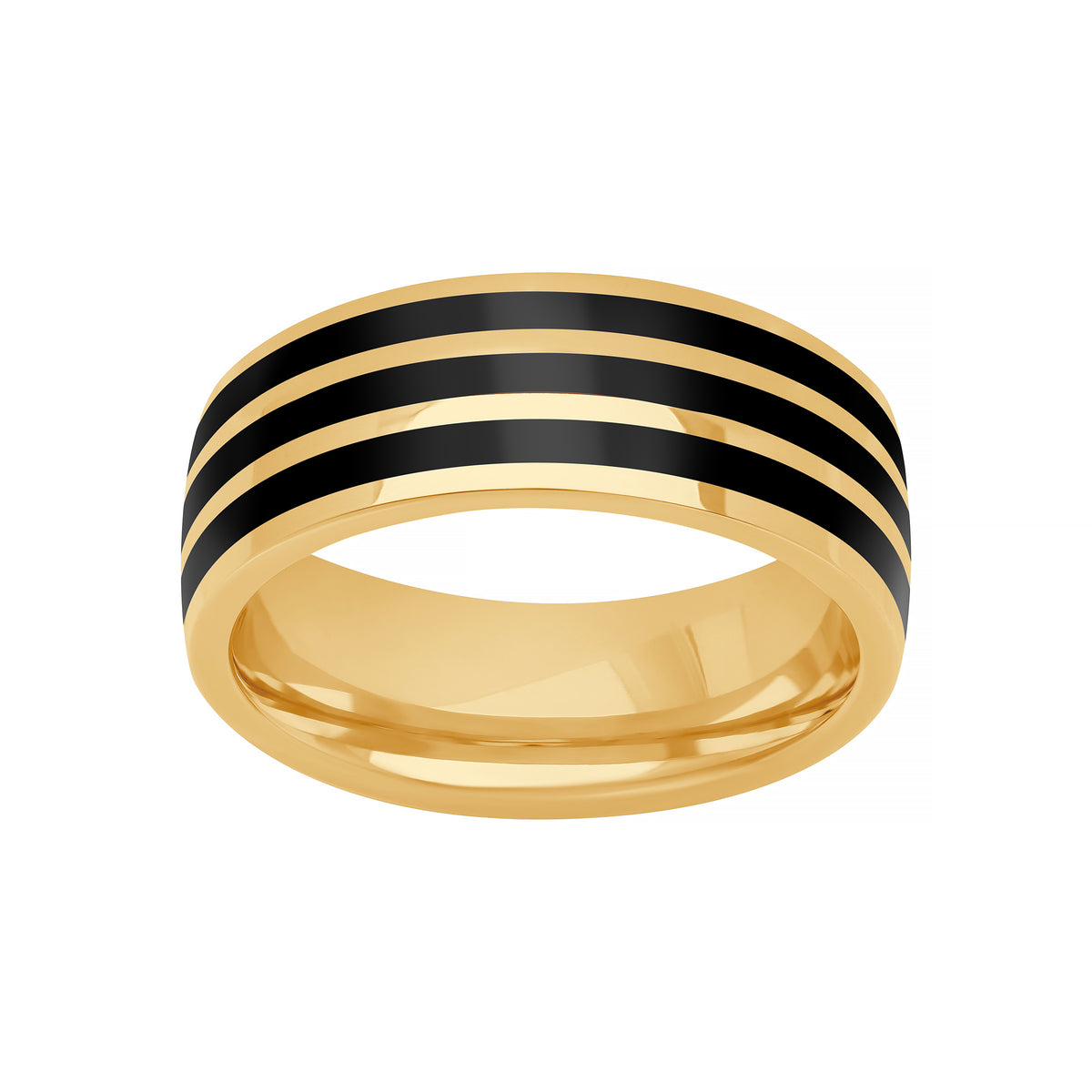 8MM Ceram8 Triple Stripe Inlay Wedding Band