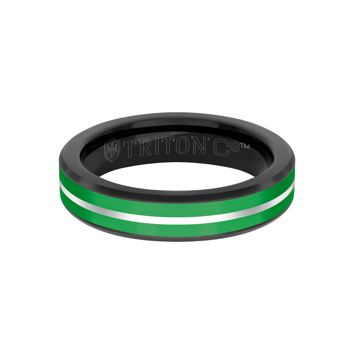 5MM Tungsten Carbide Ring - Ceramic C8 Inlay with Center Line and Broken Edge
